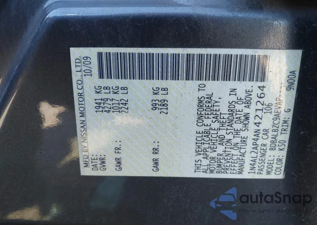 1N4AL2AP4AN421264: 43533123