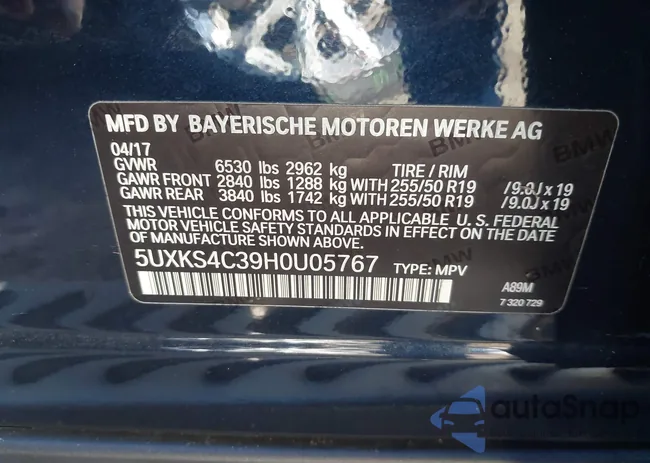 5UXKS4C39H0U05767: 43533225