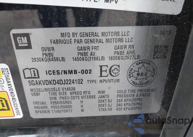 5GAKVDKD4DJ224102: 43534409