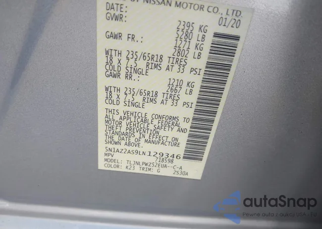 5N1AZ2AS9LN129346: 43534655