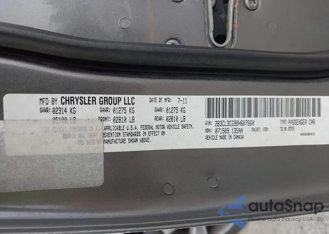 2B3CL3CG9BH607660: 43534764