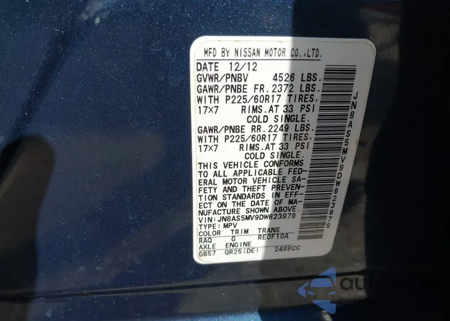 JN8AS5MV9DW623979: 43534957