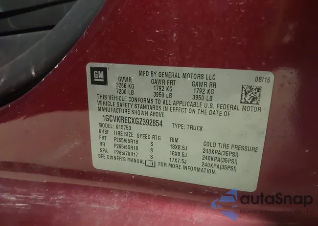 1GCVKRECXGZ392854: 43534038