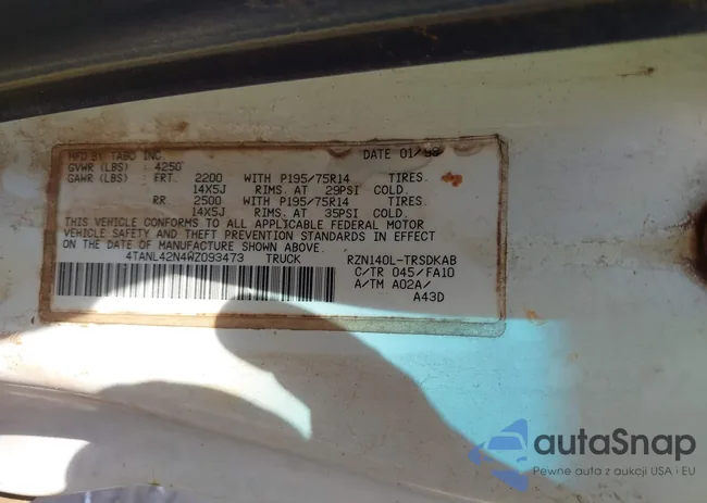 4TANL42N4WZ093473: 43534240