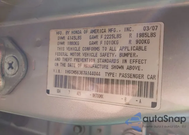 1HGCM56367A144044: 43534247