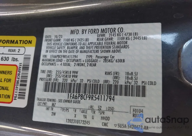 1FA6P8CF9R5411794: 43534343