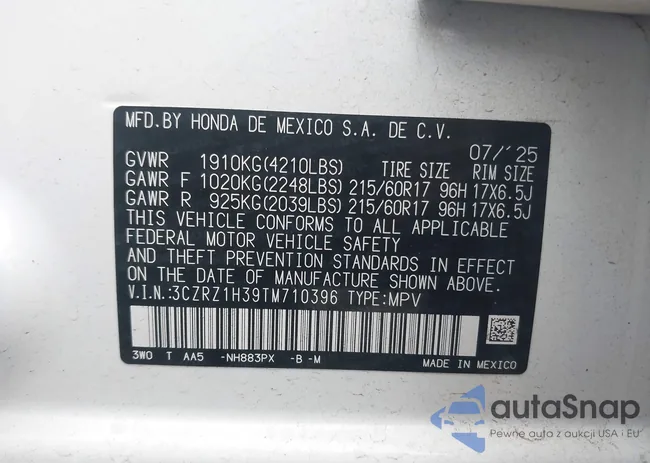 3CZRZ1H39TM710396: 43535737