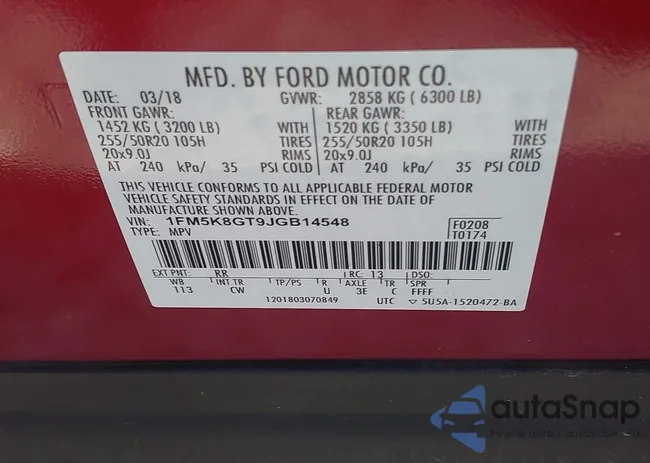 1FM5K8GT9JGB14548: 43535756