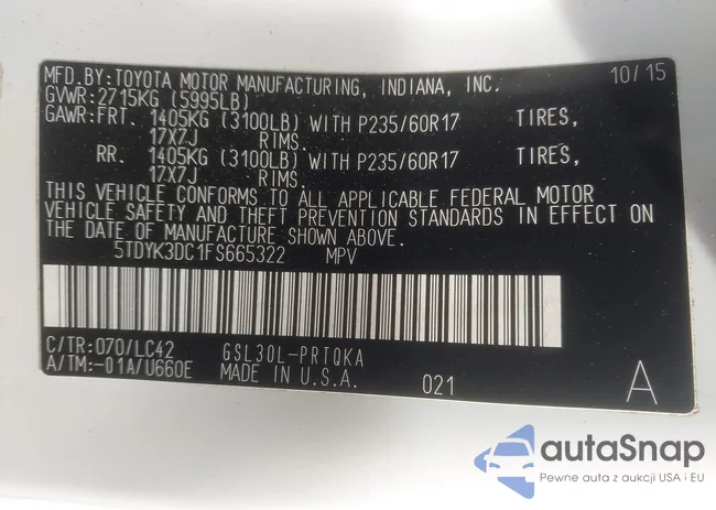 5TDYK3DC1FS665322: 43535765