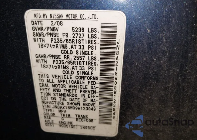 JN8AZ18W09W123949: 43535766