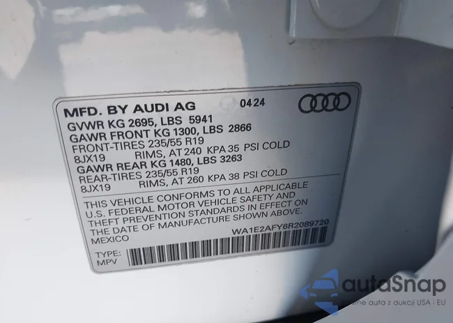 WA1E2AFY6R2089720: 43535789