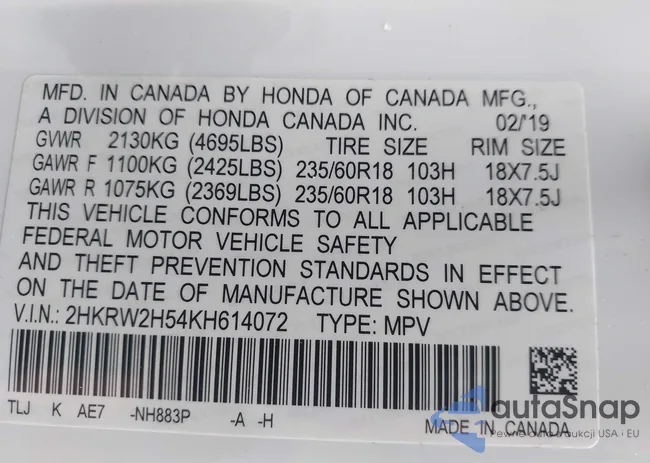 2HKRW2H54KH614072: 43534984