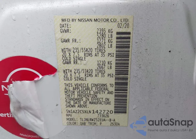 5N1AZ2CSXLN142720: 43535053