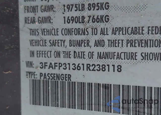 3FAFP31361R238118: 43535059