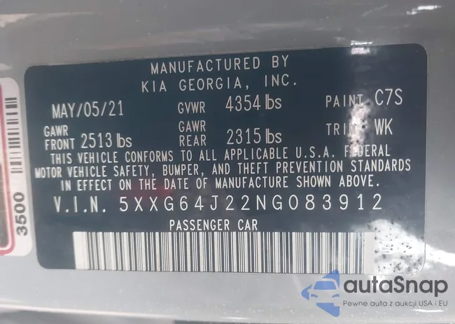 5XXG64J22NG083912: 43535095