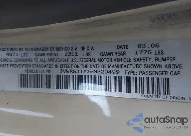 3VWRG31YX6M320499: 43535223