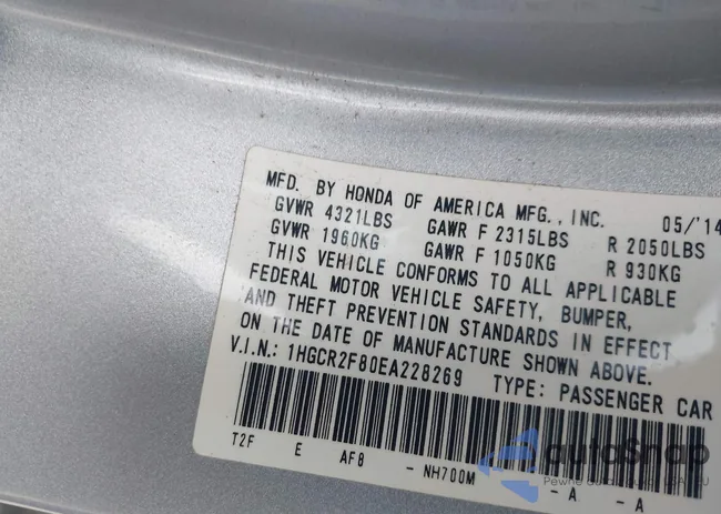 1HGCR2F80EA228269: 43535275