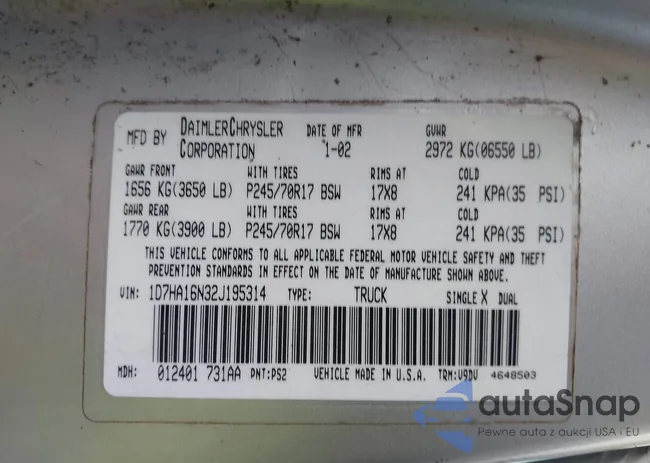 1D7HA16N32J195314: 43535279