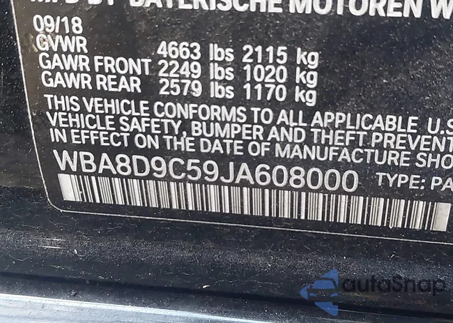 WBA8D9C59JA608000: 43535303