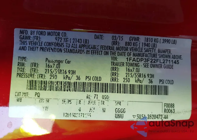 1FADP3F22FL271145: 43535316