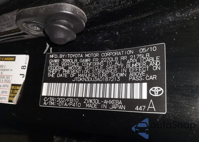 JTDKN3DU3A0187213: 43535339