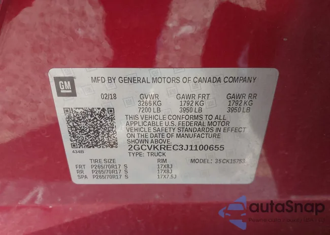 2GCVKREC3J1100655: 43535361