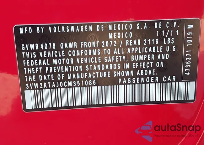 3VW2K7AJ0CM351086: 43535373