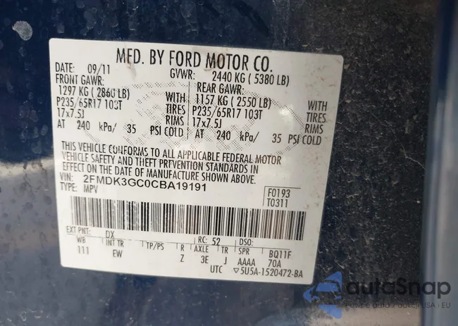 2FMDK3GC0CBA19191: 43536423