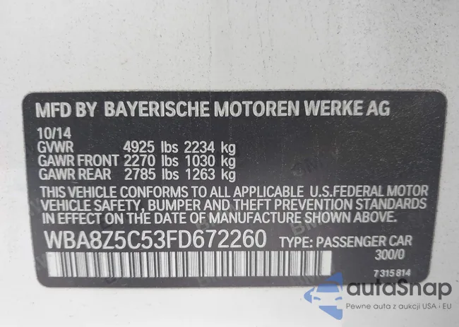 WBA8Z5C53FD672260: 43536494