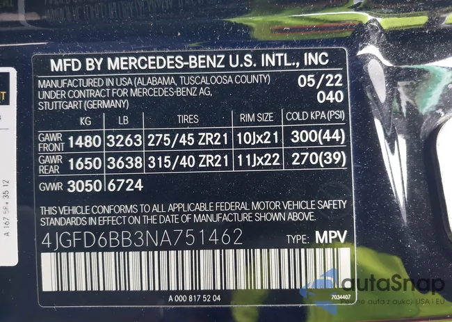 4JGFD6BB3NA751462: 43536562