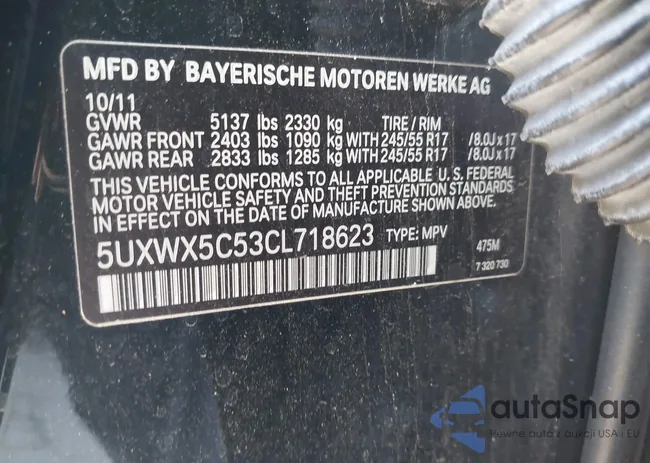 5UXWX5C53CL718623: 43536640