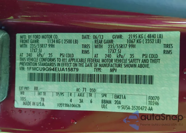 1FMCU9G94EUA15879: 43536721