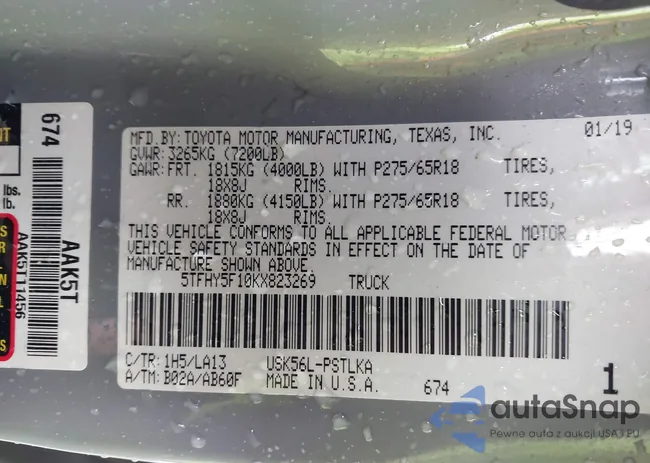 5TFHY5F10KX823269: 43536748