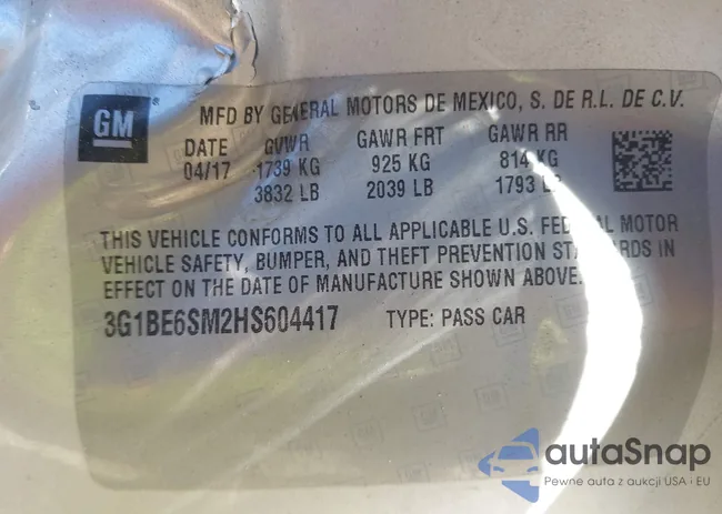 3G1BE6SM2HS604417: 43536812