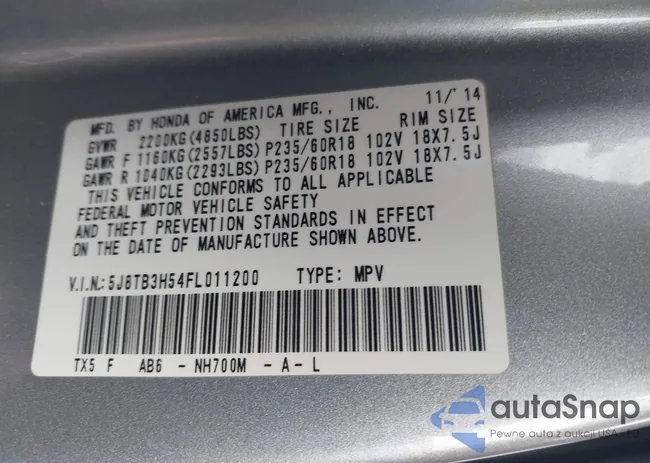 5J8TB3H54FL011200: 43536866