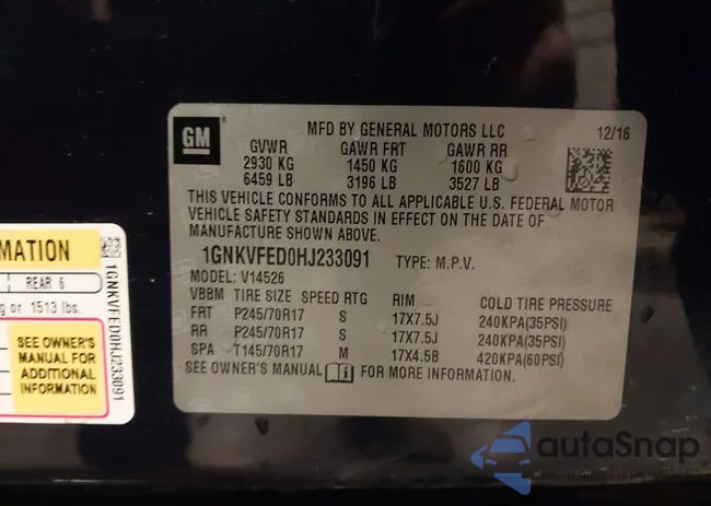 1GNKVFED0HJ233091: 43536143