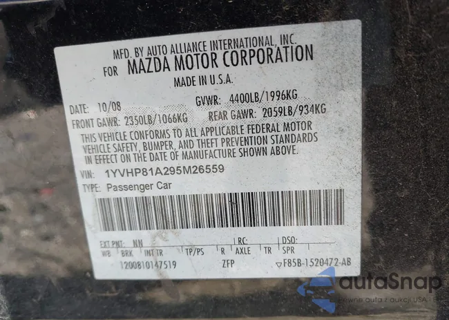 1YVHP81A295M26559: 43536207