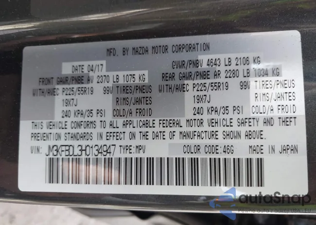 JM3KFBDL3H0134947: 43536222