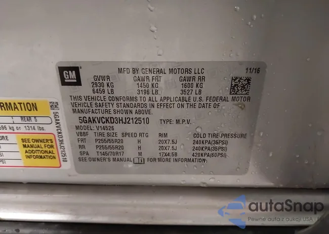 5GAKVCKD3HJ212510: 43536255