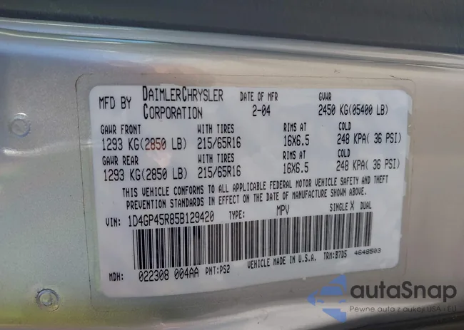 1D4GP45R85B129420: 43536370