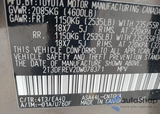 2T3DFREV2DW078371: 43537408
