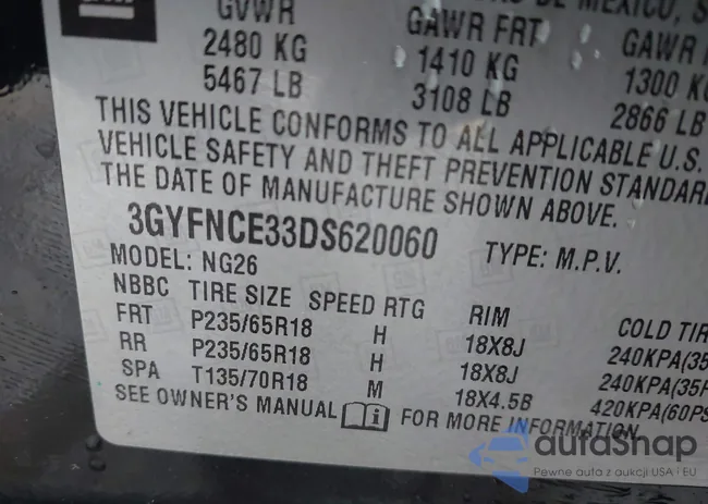 3GYFNCE33DS620060: 43537555