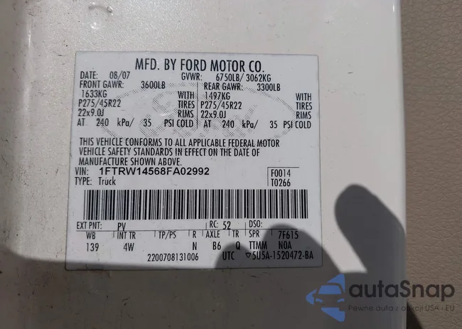 1FTRW14568FA02992: 43537805