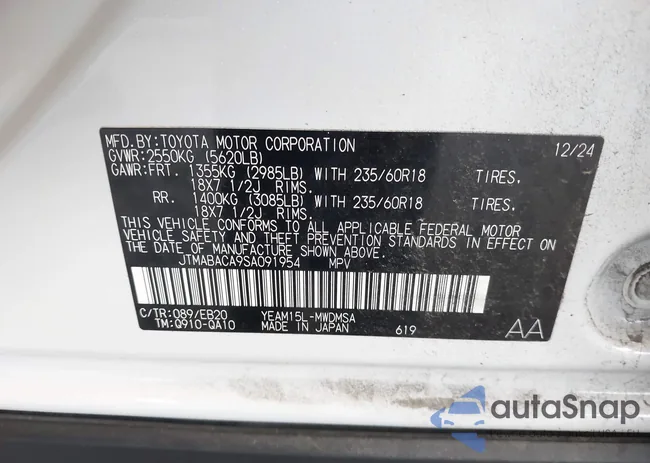 JTMABACA9SA091954: 43537926