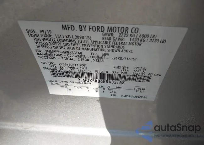 2FMGK5B86KBA33168: 43537927