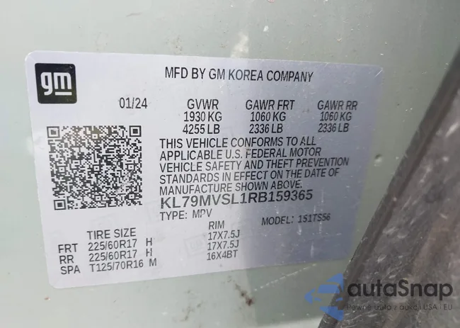 KL79MVSL1RB159365: 43537029