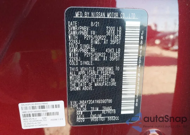 JN8AY2DA1N9390786: 43537074