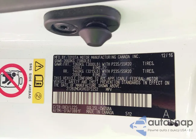 2T2BZMCA5HC075252: 43537185