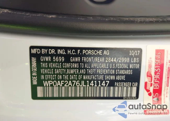 WP0AF2A76JL141147: 43537284