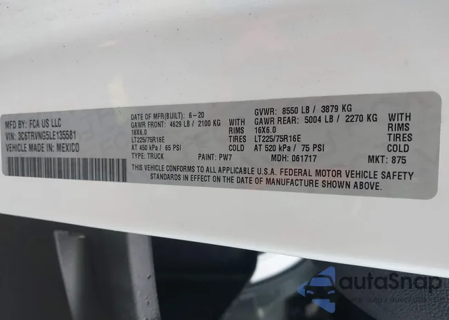 3C6TRVNG5LE135581: 43537344